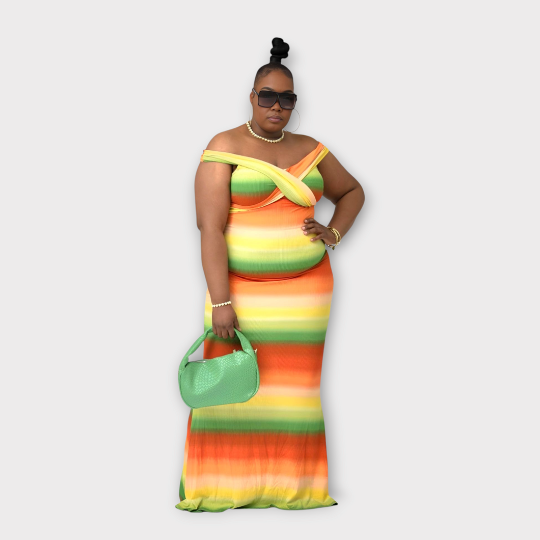 Sun-Kissed Stripes Maxi Dress